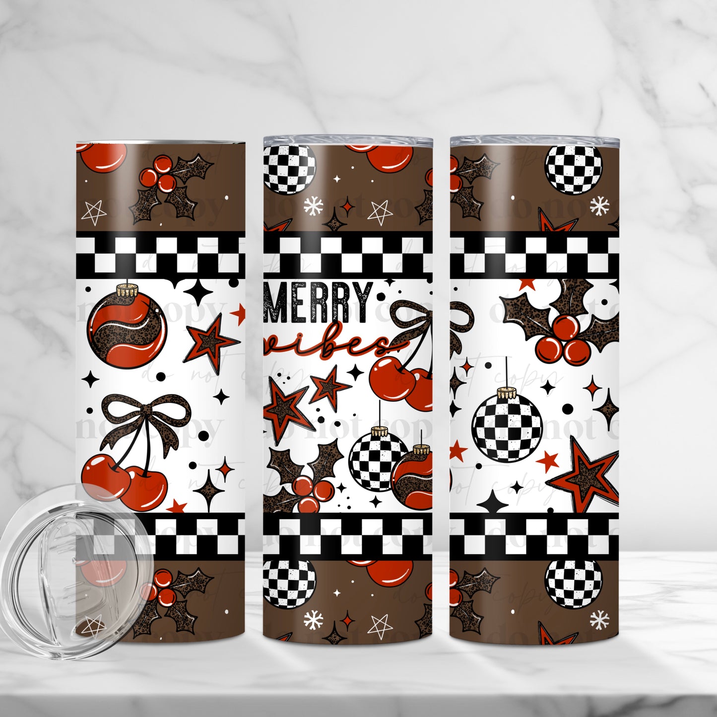 Merry Vibes 20oz Skinny Tumbler Sublimation Print