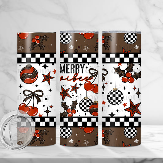 Merry Vibes 20oz Skinny Tumbler Sublimation Print