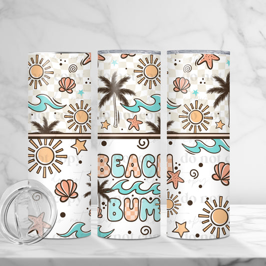 Beach Bum 20oz Skinny Tumbler Sublimation Print