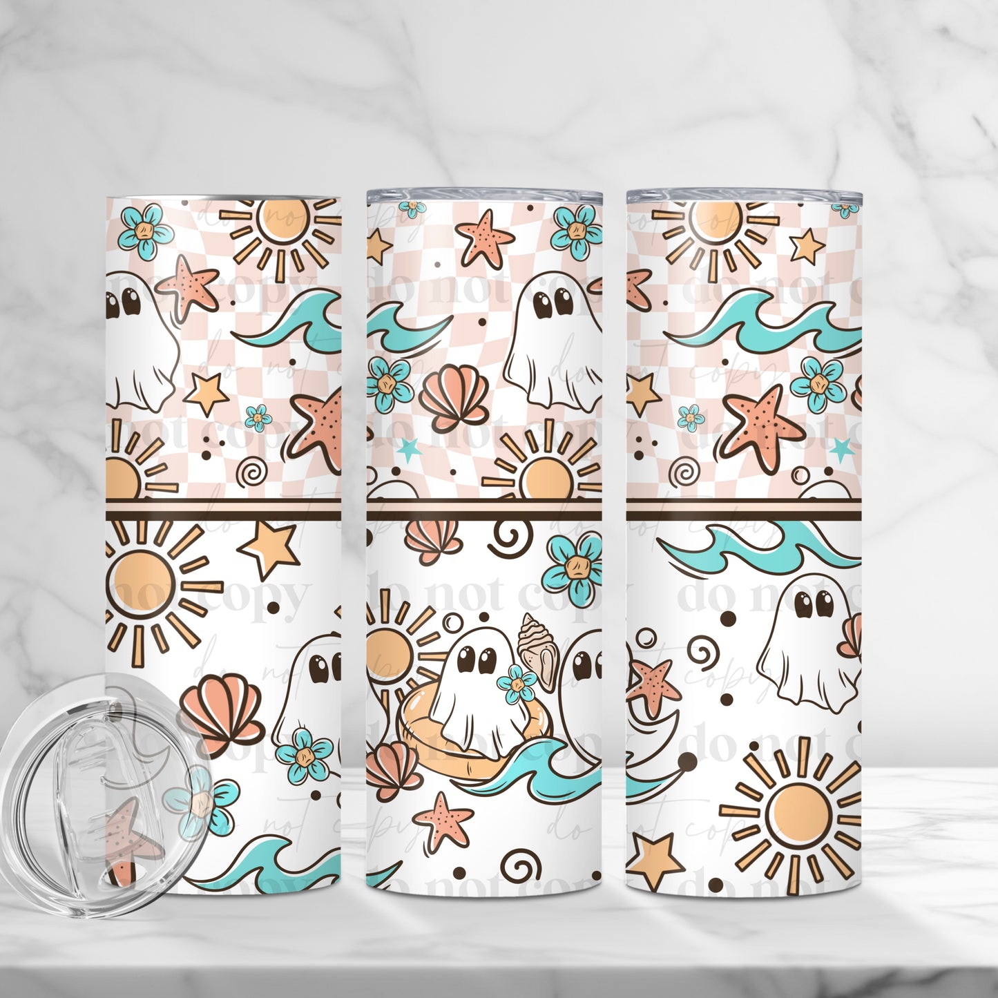 Beach Ghosties 20oz Skinny Tumbler Sublimation Print