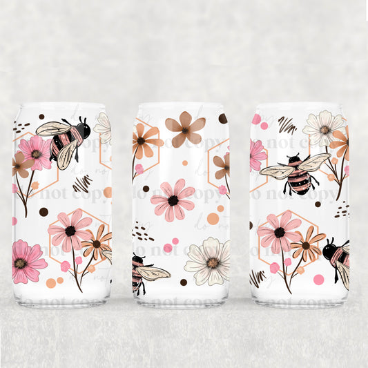Flowers & Bumble Bees Uv Dtf Wrap Double Sided
