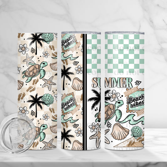 Summer Beach Vibes 20oz Skinny Tumbler Sublimation Print