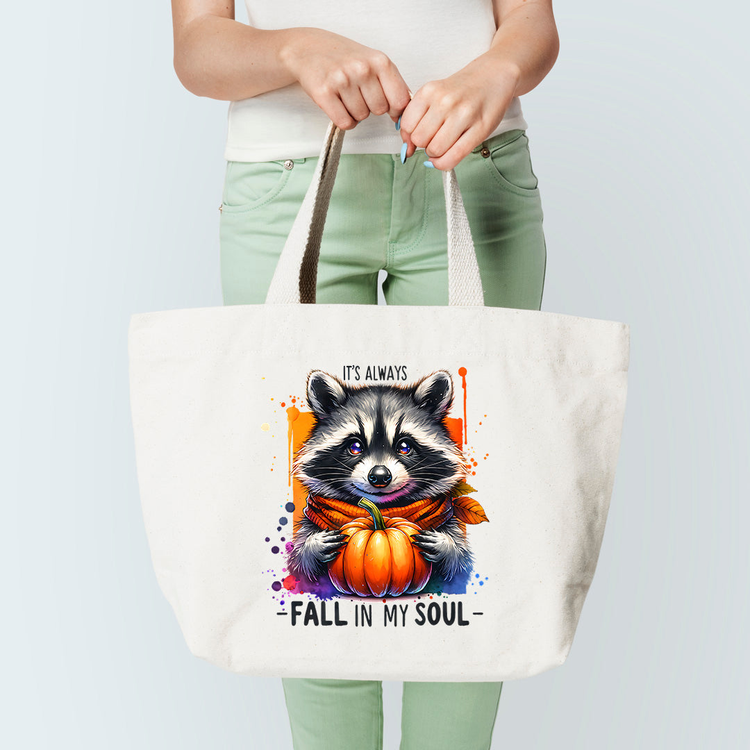 It's Always Fall In My Soul Raccoon Tote Bag Sublimation Print