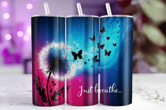 Just Breathe Butterfly 20oz Skinny Tumbler Sublimation Print