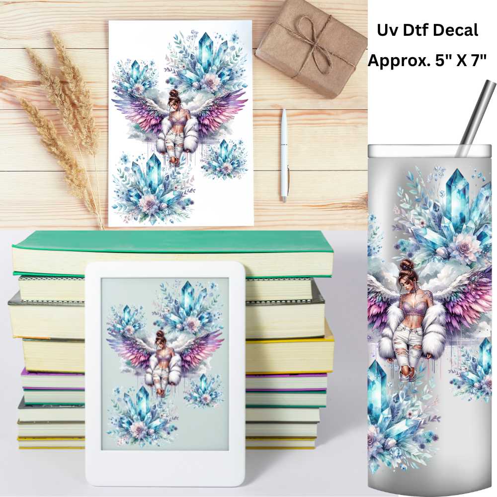 Sexy Angel Uv Dtf Decal 5 X 7 Use on Notebooks, Tablets Covers, 20oz Tumblers or Any Hard Smooth Surface