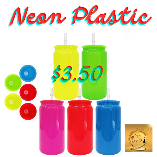 Neon Plastic Tumbler 16oz With Acrylic Lid