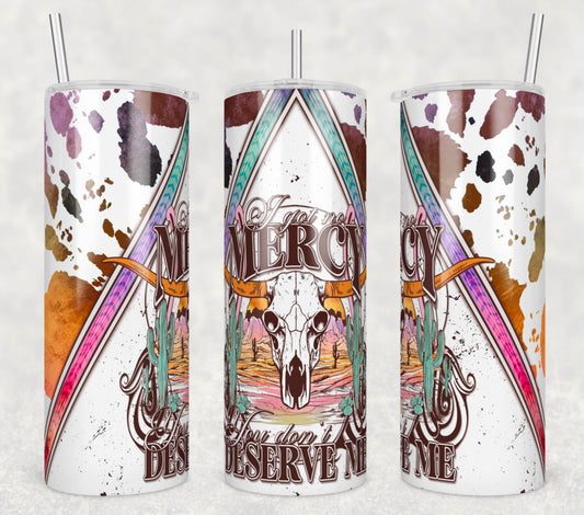 No Mercy Skull 20oz Skinny Tumbler Sublimation Print