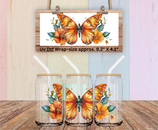 Uv Dtf Wrap Big Beautiful Yellow & Orange Butterfly