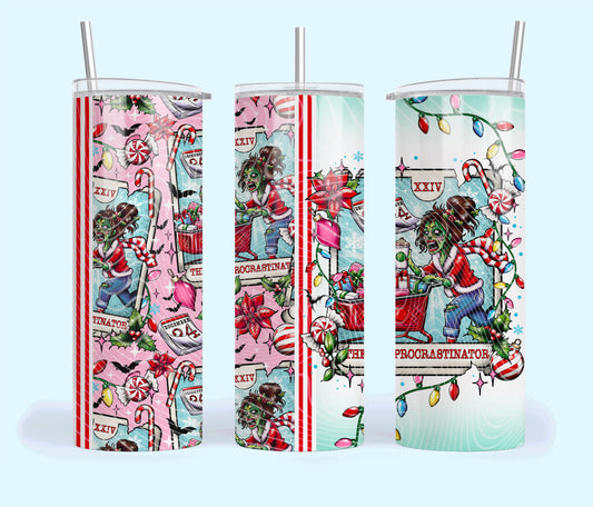 The Procastinator Creepy Christmas Tarot Card 20oz Skinny Tumbler Sublimation Print