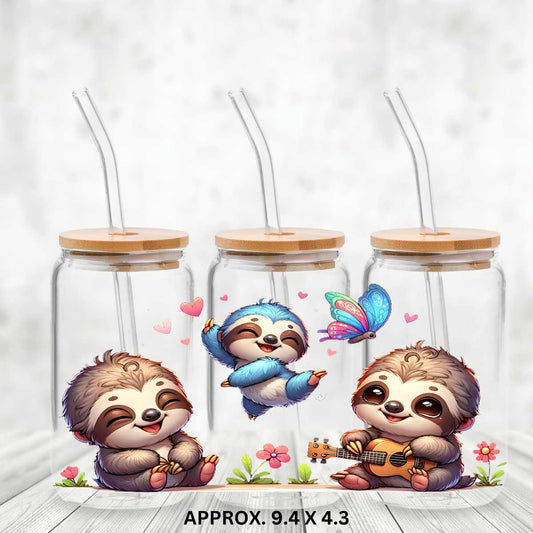 Uv Dtf Wrap Cute Sloths Playing Music In The Springtime