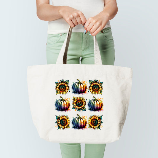 Sunflowers & Pumpkins Tote Bag Sublimation Print