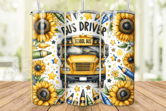 School Bus Driver 20oz Skinny Tumbler Sublimation Print