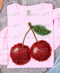 Cherries Faux Yarn Dtf Print Transfer Adult 11"