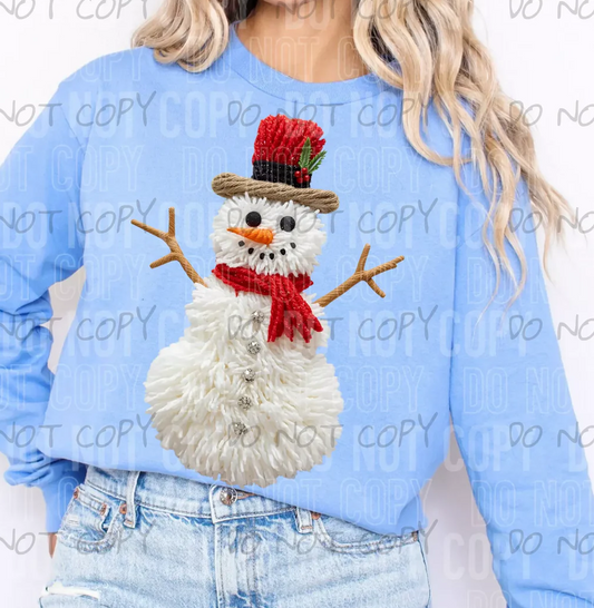 Snowman Faux Yarn Dtf Print Transfer Adult 11"