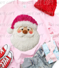 Pink Santa Faux Yarn Dtf Print Transfer Adult 11"