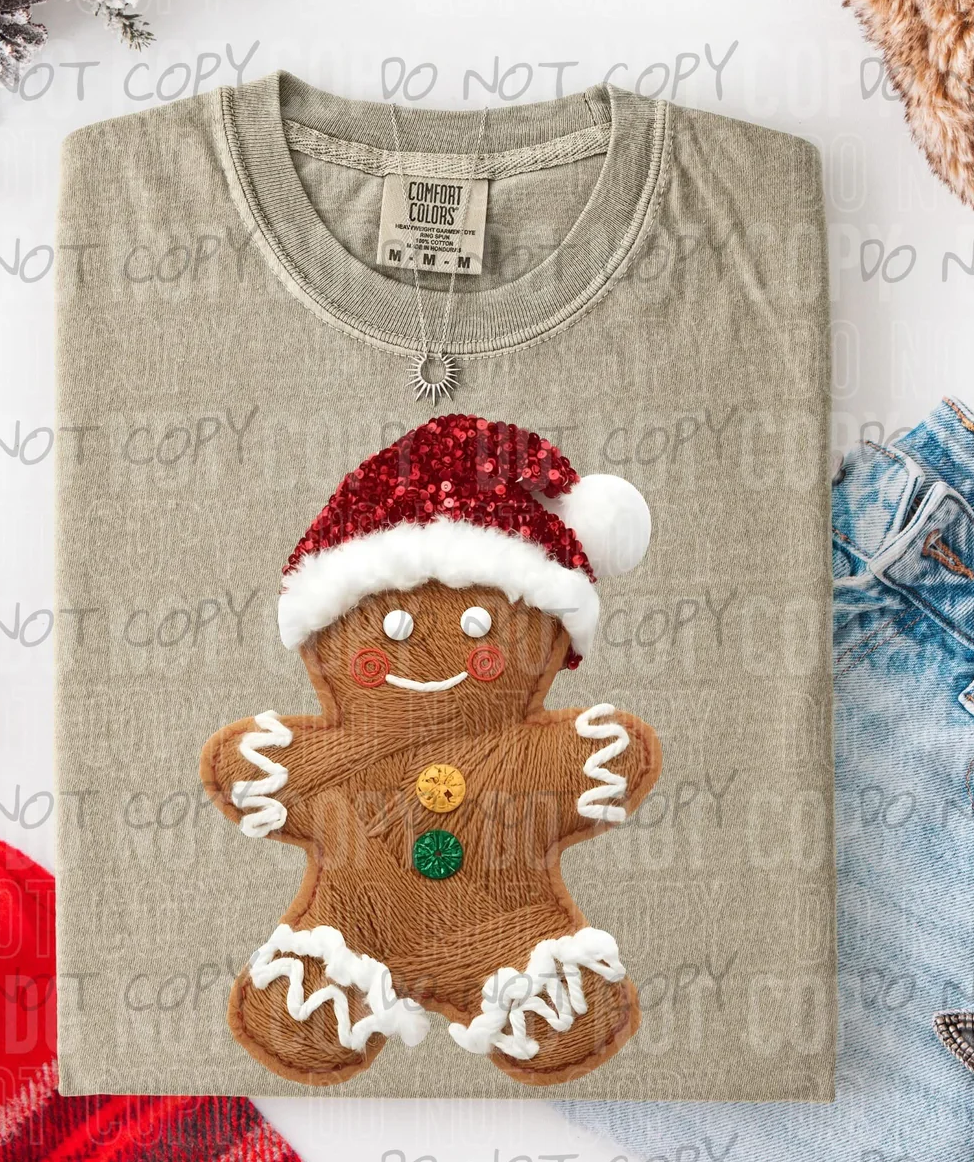Gingerbread Faux Yarn Dtf Print Transfer Adult 11"