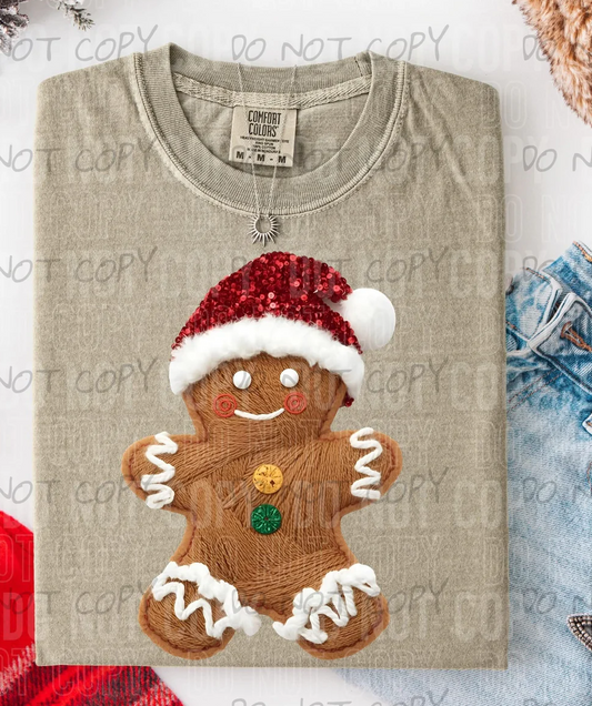Gingerbread Faux Yarn Dtf Print Transfer Adult 11"