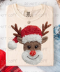 Reindeer Faux Yarn Dtf Print Transfer Youth 9.5"