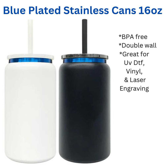 Stainless Can Shaped Tumbler 16oz Choice of Black or White