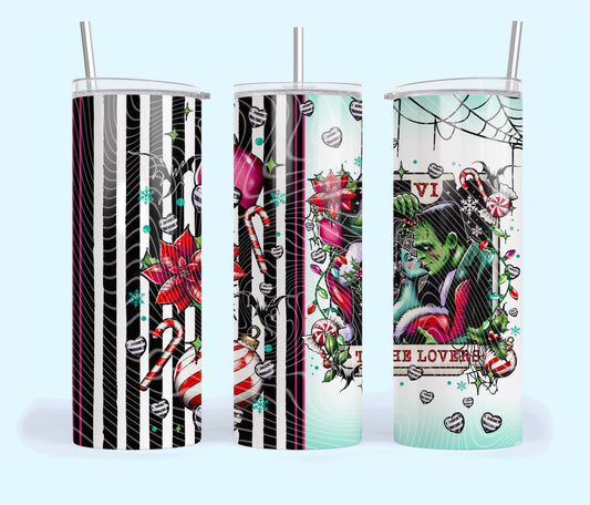 The Lovers Creepy Christmas Tarot 20oz Skinny Tumbler Sublimation Print