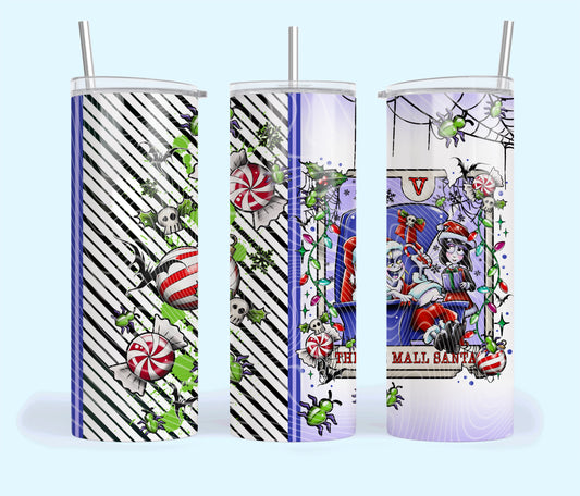 The Mall Santa Creepy Christmas Tarot Card 20oz Skinny Tumbler Sublimation Print