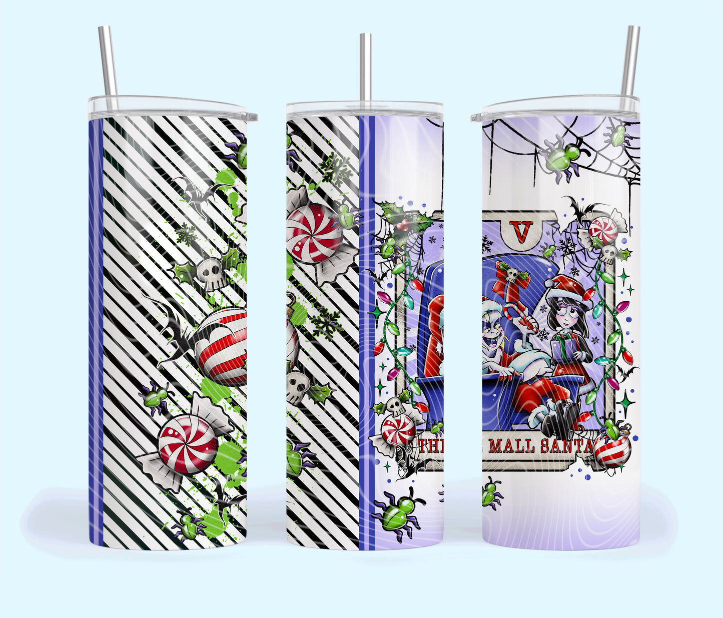 The Mall Santa Creepy Christmas Tarot 20oz Skinny Tumbler Sublimation Print