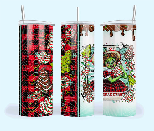 Undead Debbie Creepy Christmas Tarot Card 20oz Skinny Tumbler Sublimation Print