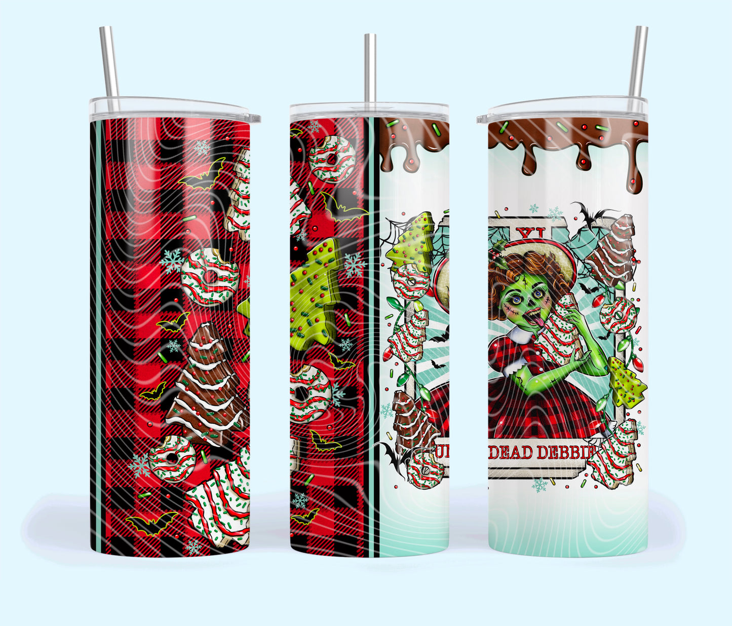Undead Debbie Creepy Christmas Tarot 20oz Skinny Tumbler Sublimation Print