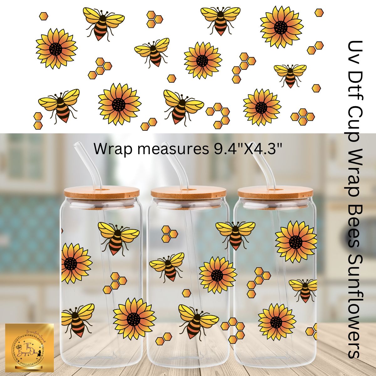 Uv Dtf Wrap Sunflowers and Bees