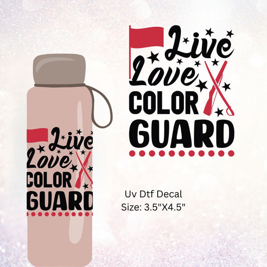 Uv Dtf Wrap Decal Live Love Color Guard Black and Red