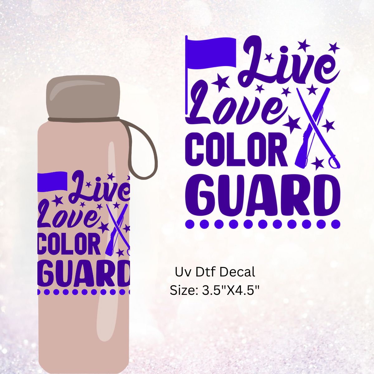 Uv Dtf Wrap Decal Live Love Color Guard Blue