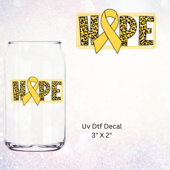 Uv Dtf Decal Hope Childhood Cancer Awareness Ribbon