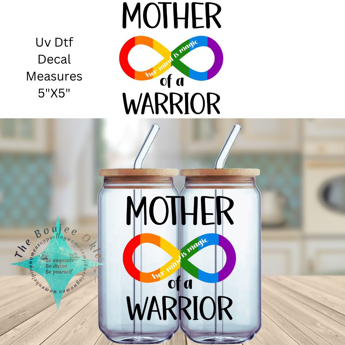 Uv Dtf Decal Mother of a Warrior Her Mind Is Magic | Mom | Autism