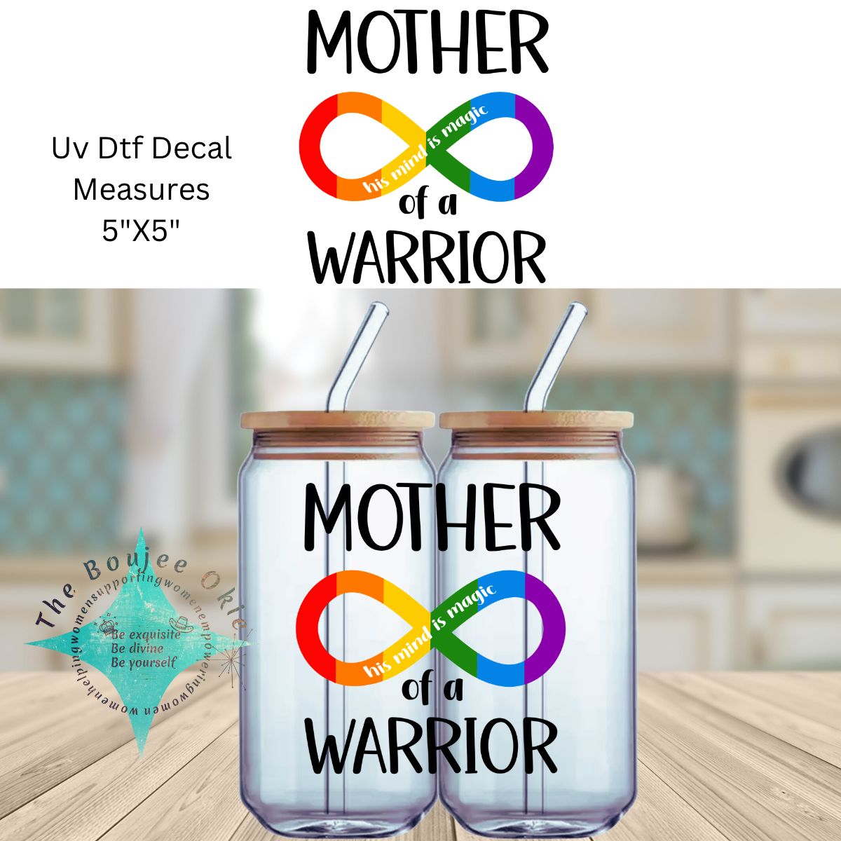 Uv Dtf Decal Mother of a Warrior His Mind Is Magic | Mom | Autism