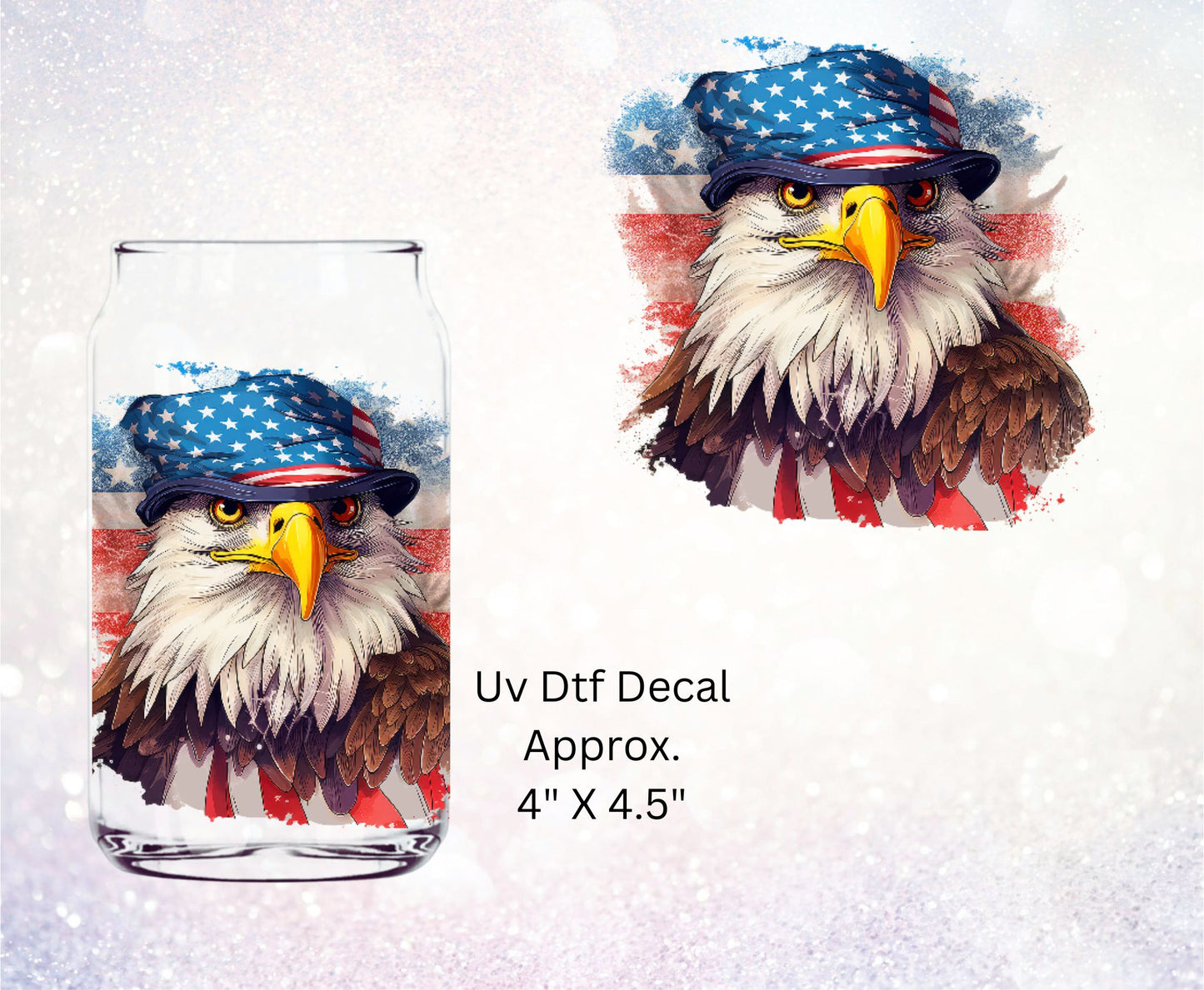 Uv Dtf Decal Patriotic Eagle v1 American Flag | Hip Sip Trucker Tumbler Water Bottle Plastic Cups