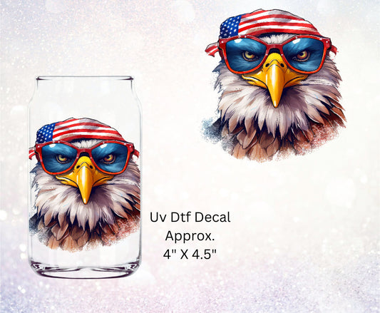 Uv Dtf Decal Patriotic Eagle v2 American Flag | Hip Sip Trucker Tumbler Water Bottle Plastic Cups