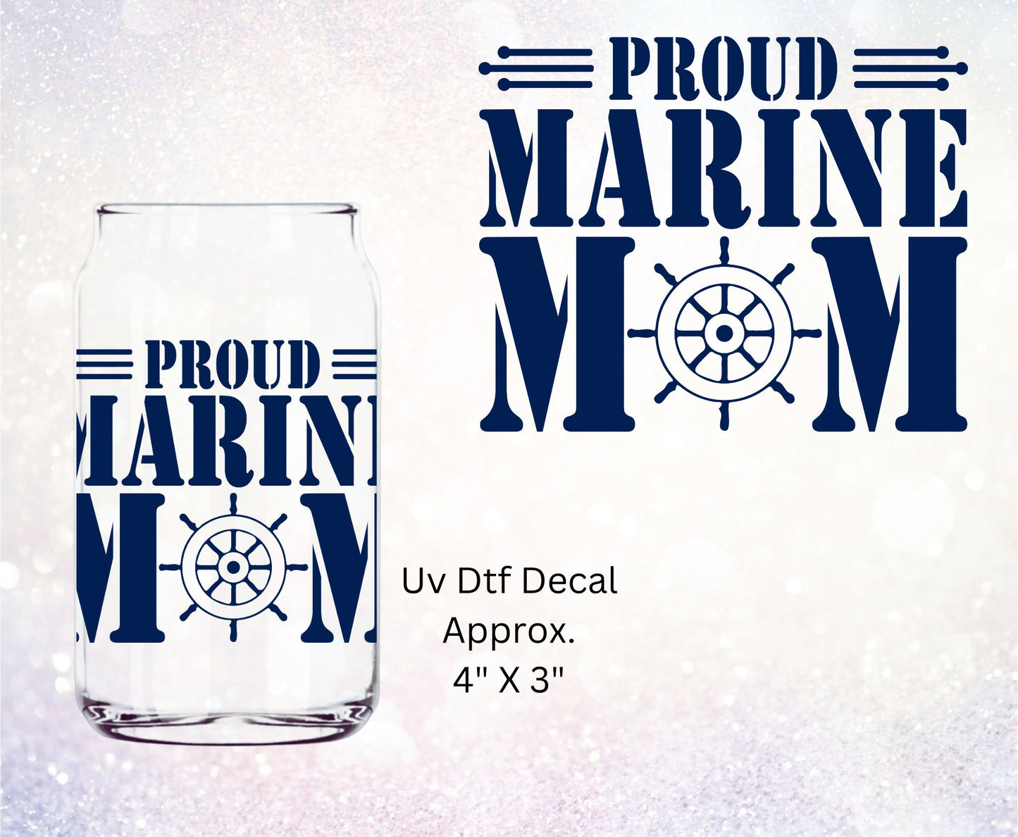 Uv Dtf Decal Proud Marine Mom | Hip Sip Trucker Tumbler Water Bottle Plastic Cups