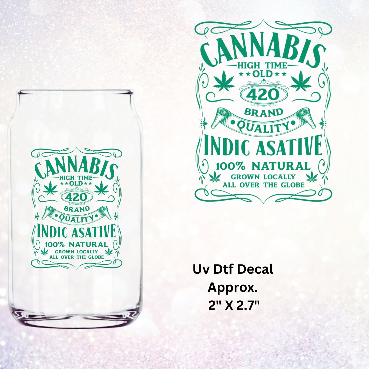 Uv Dtf Decal Cannabis Label 420 Design