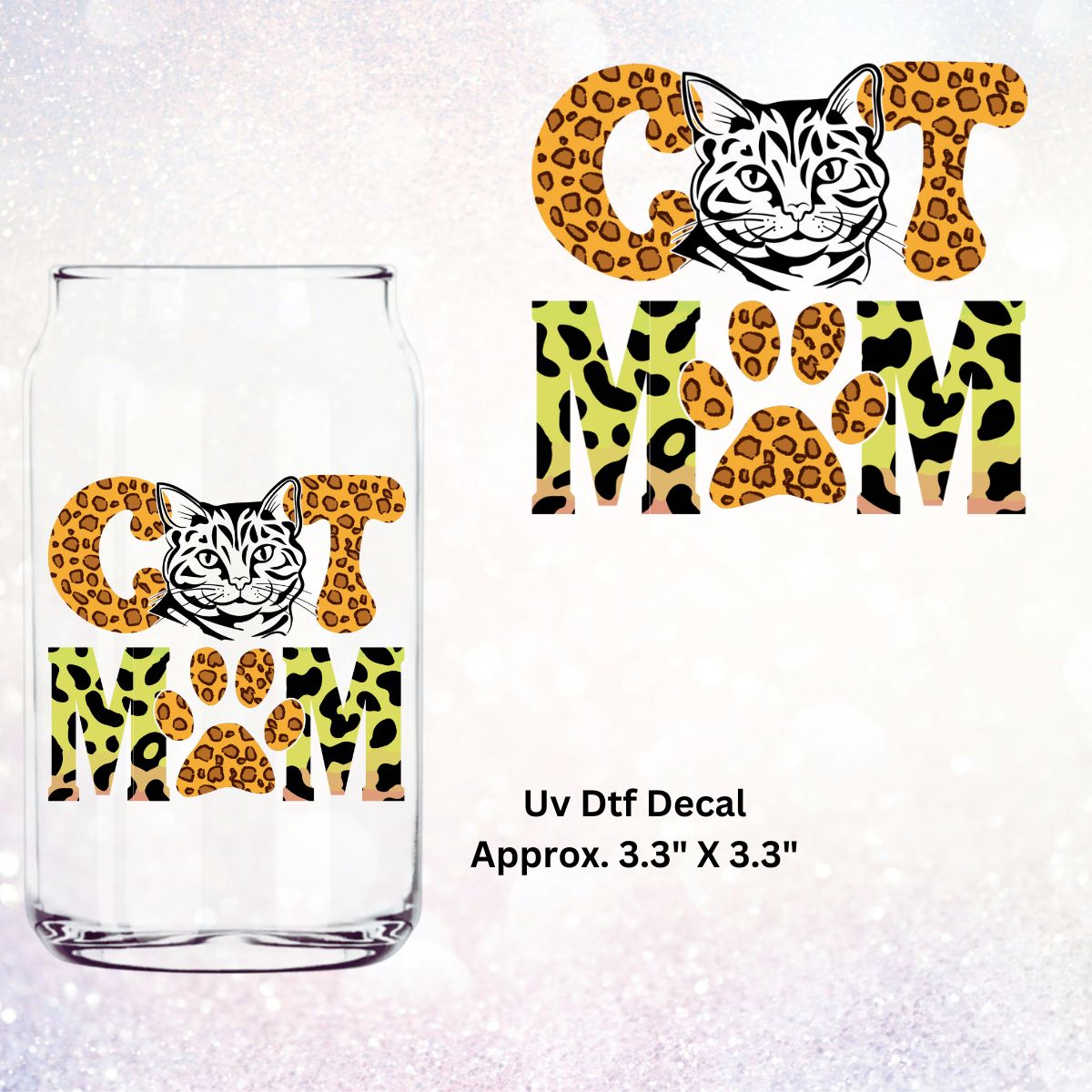 Uv Dtf Decal Leopard Print Cat Mom