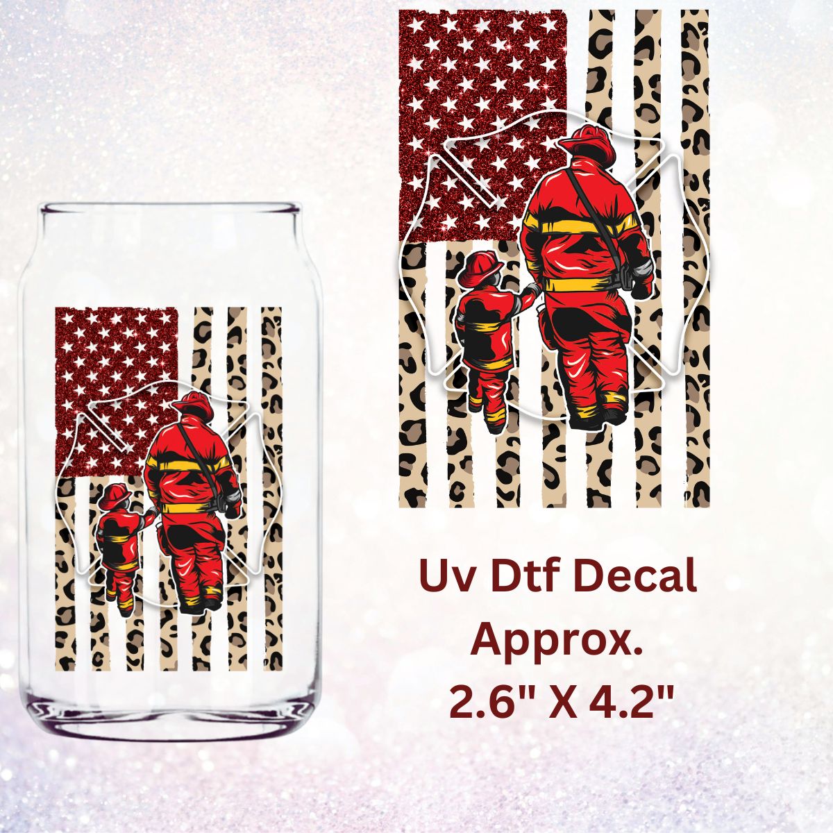 Uv Dtf Decal Firefighter & Little Fireman