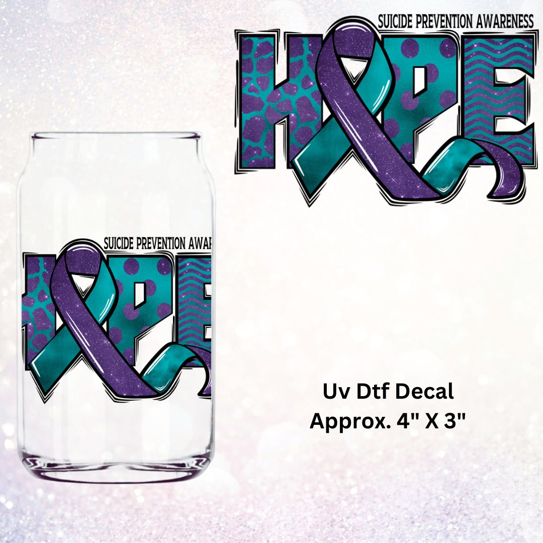 Uv Dtf Decal Suicide Prevention Awareness Hope