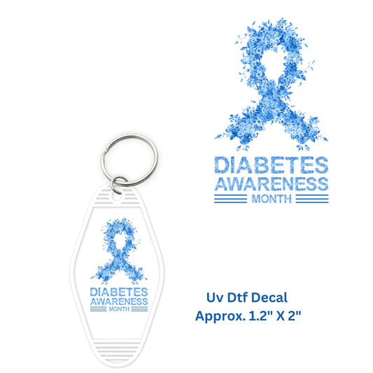 Uv Dtf Decal Motel Keychain Diabetes Awareness Month