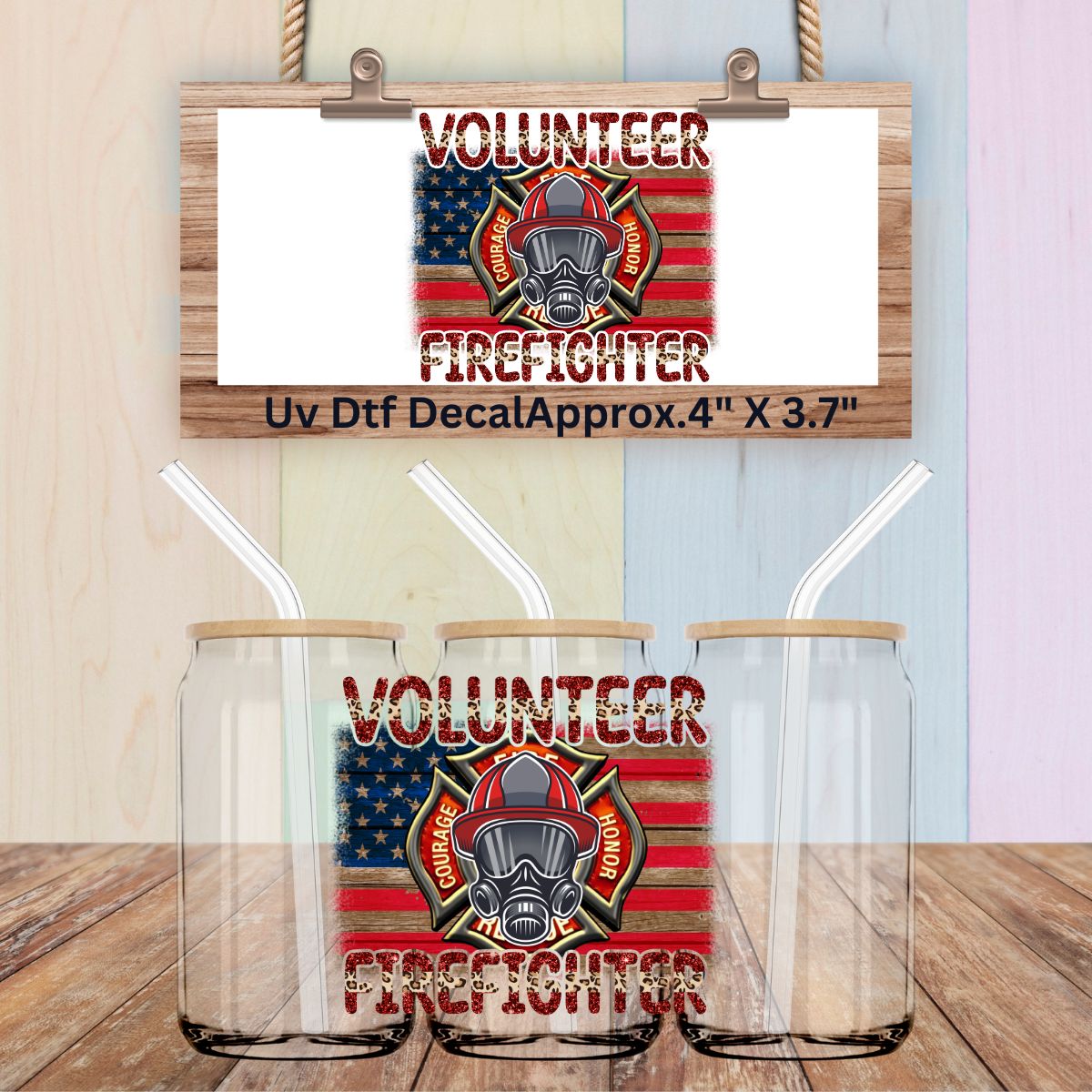 Uv Dtf Decal Volunteer Firefighter