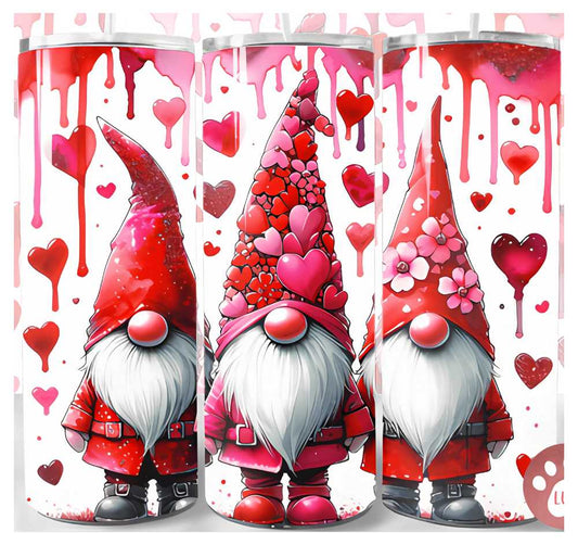 Valentine Gnomes 20oz Skinny Tumbler Sublimation Print