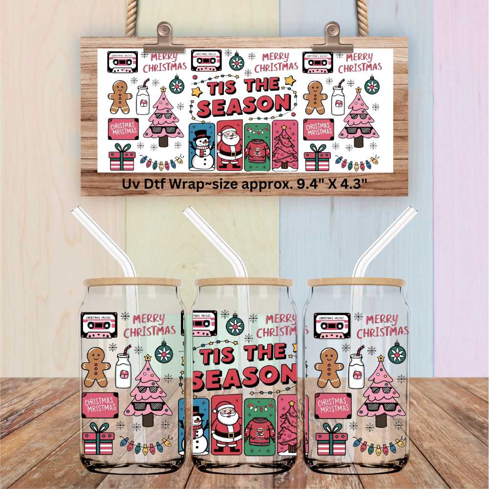 Vintage Tis The Season Hot Cocoa Concha Cookies UV DTF Wrap Double Sided