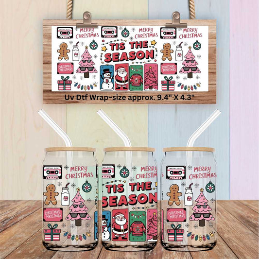 Vintage Tis The Season Hot Cocoa Concha Cookies UV DTF Wrap Double Sided