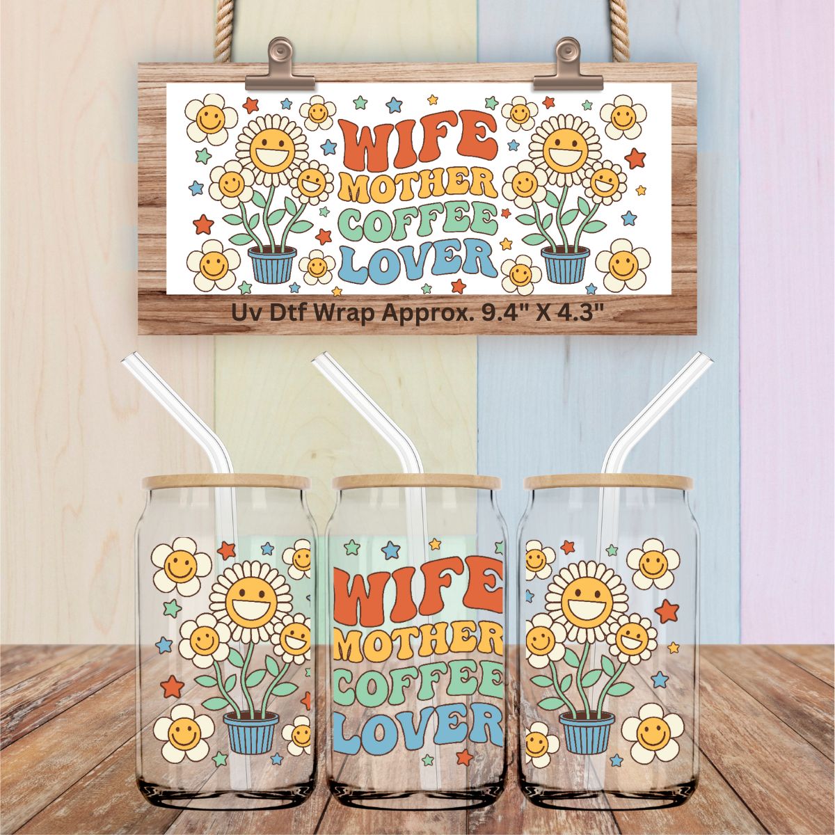 Uv Dtf Wrap Wife Mother Coffee Lover | Mom