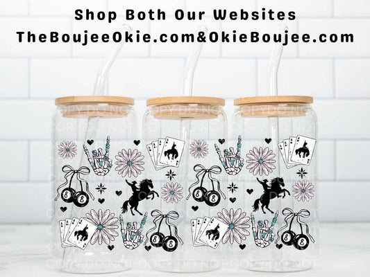 Cowboys Aces 8 Balls & Turuoise Uv Dtf Wrap Double Sided