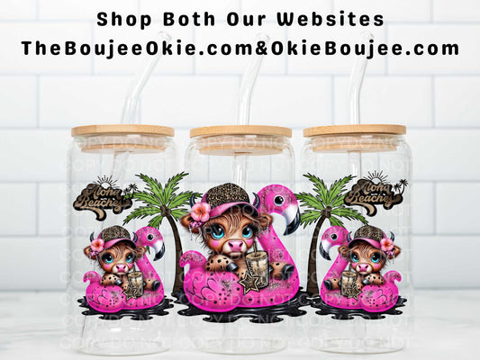 Aloha Beaches Highland Cow Uv Dtf Wrap Double Sided