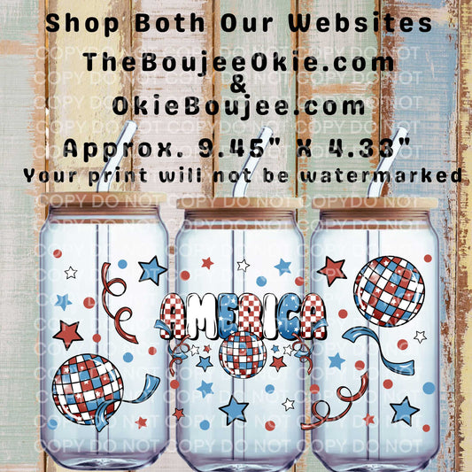 Party America Retro Disco Balls Double-Sided UV DTF Wrap